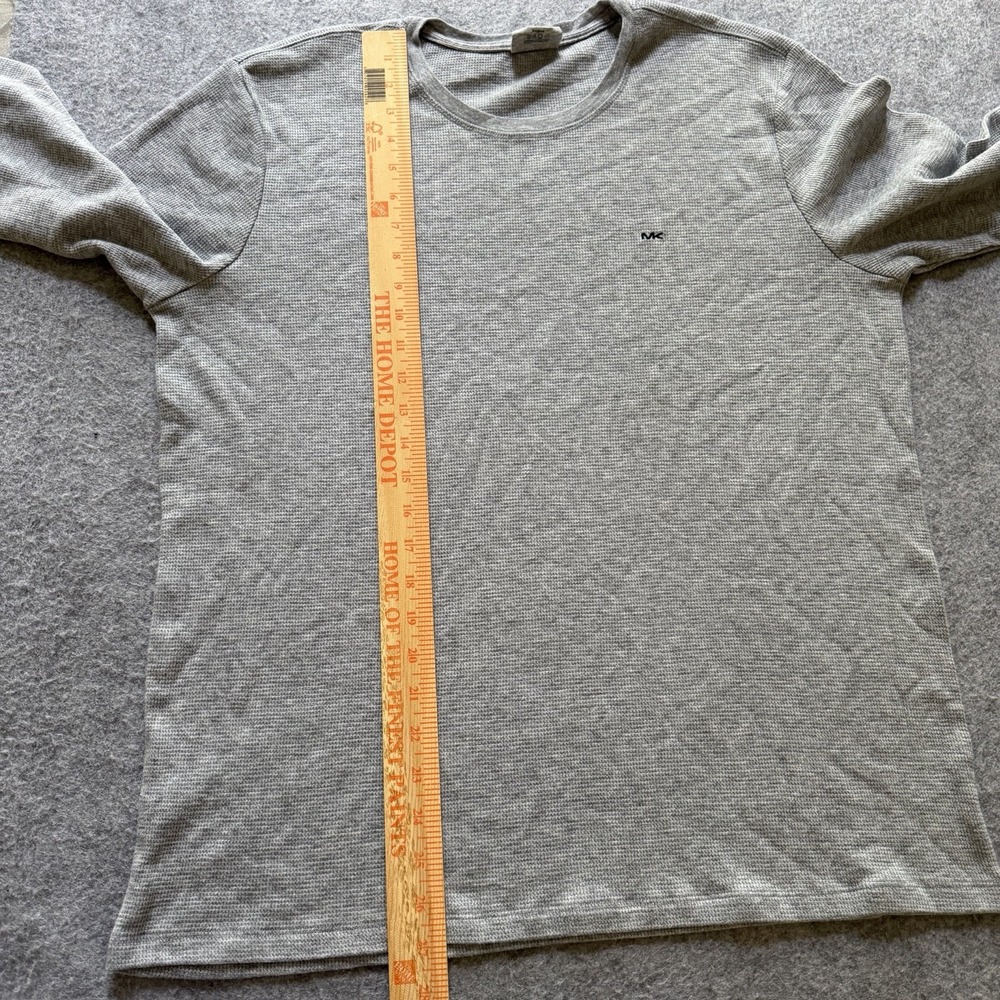 Michael Kors Men's Waffle Knit Long Sleeve Thermal Shirt Heather Gray Size M - Picture 6 of 7